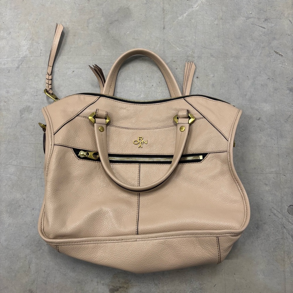 ORYANY Sarah Braiding Detail Tan Pebble Leather Satchel‎ Shoulder Bag